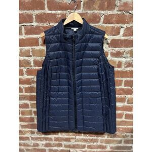 J. Jill Womens Blue Full Zip Quilted Sleeveless Down Vest Plus Size 2X